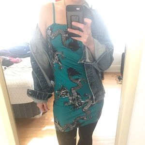 Dragon Print Oriental Cami Mini Dress